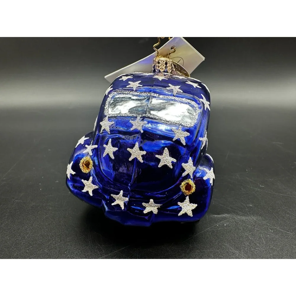 2000 Christopher Radko‎ Stars and Stripes VW Bug 00-177-2P Patriotic Ornament